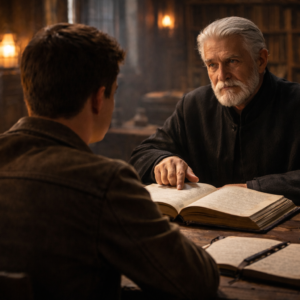 Charles learns about The Merchant&rsquo;s Corridor from the Skelderheim Librarian