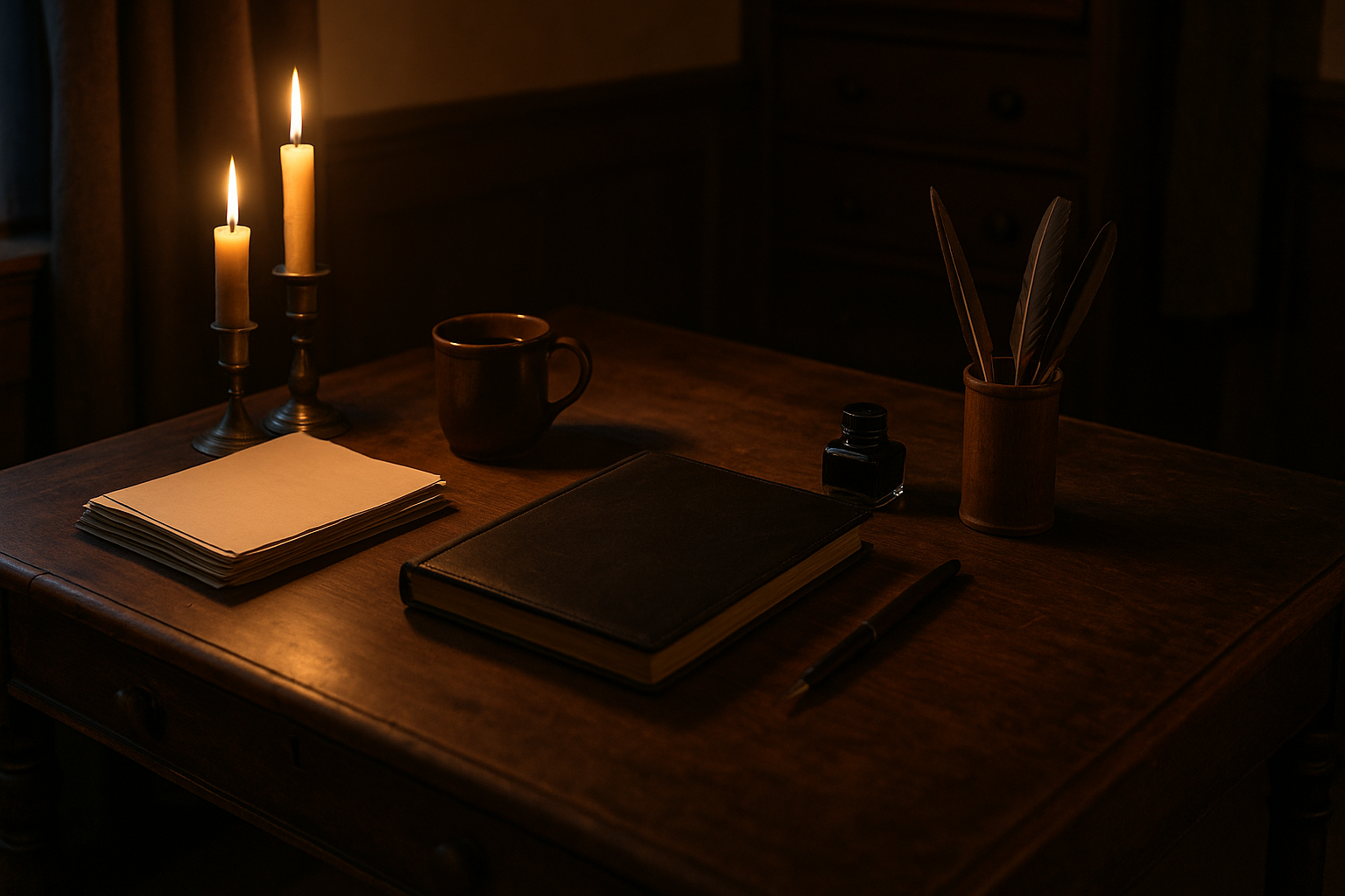 myles pibbles desk in his study