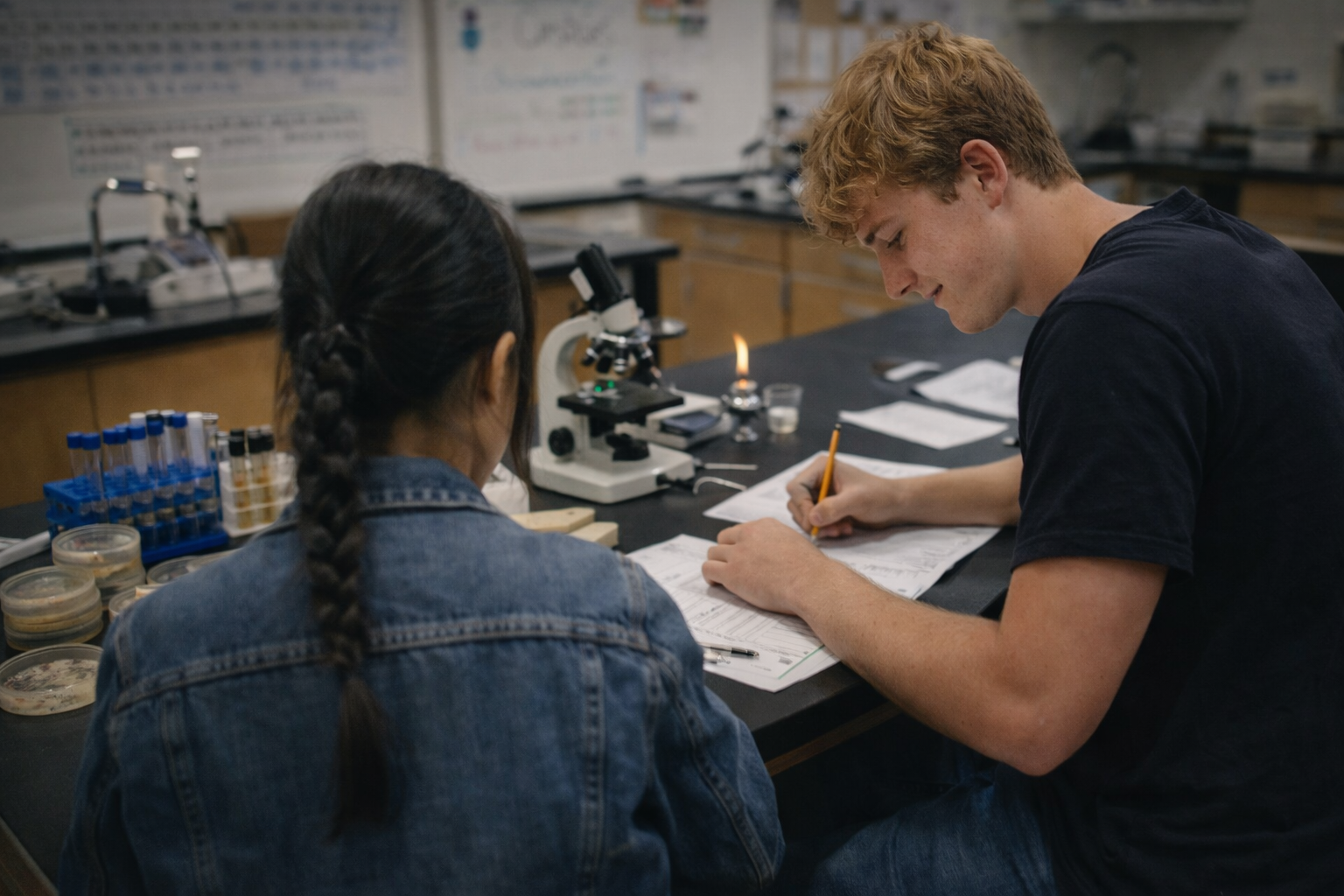 lab work anna greg in school